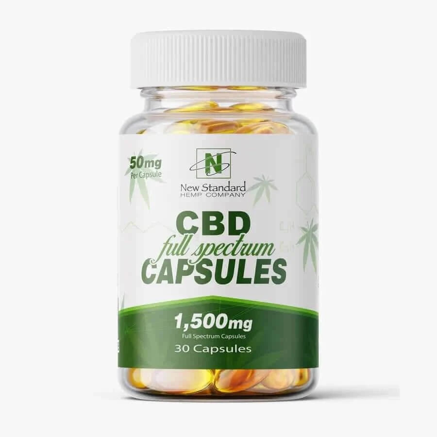 FULL SPECTRUM CBD CAPSULES / 30ct / 1500mg / NEW STANDARD HEMP - lakenormanhempco