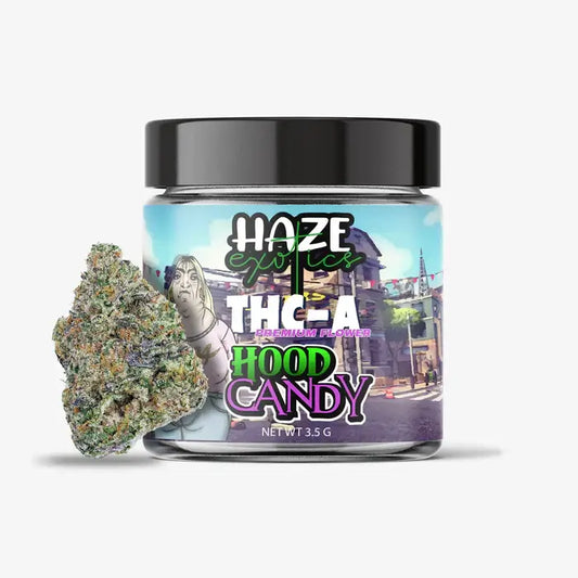 THC-A Flower┃Hood Candy 3.5g Jar┃Haze Exotics THC-A Flower┃Hood Candy 3.5g Jar┃Haze Exotics