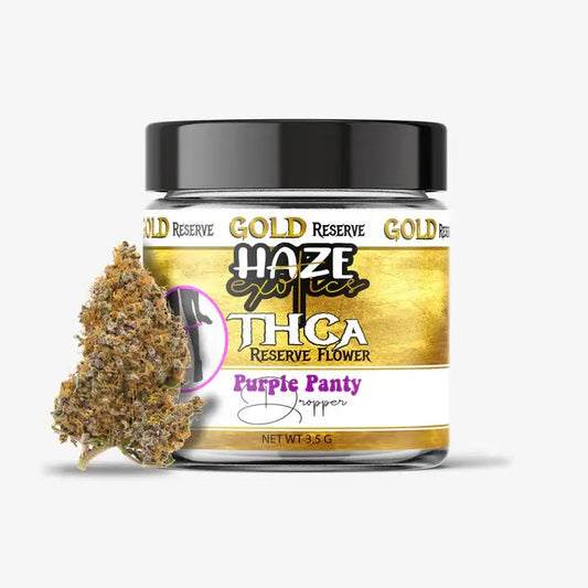 THC-A FLOWER / PURPLE PANTY DROPPER / 3.5G JAR / HAZE EXOTICS GOLD RESERVE